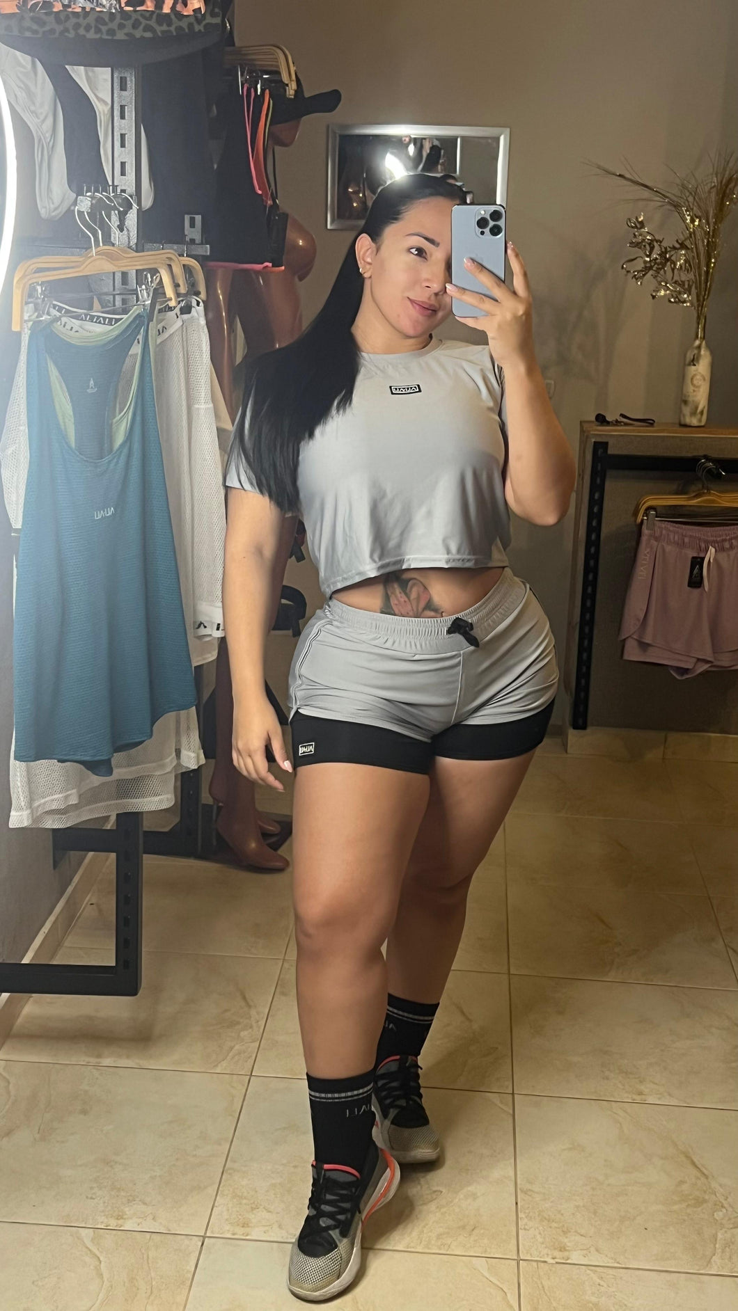 Pantaloneta Maratónica Plateado